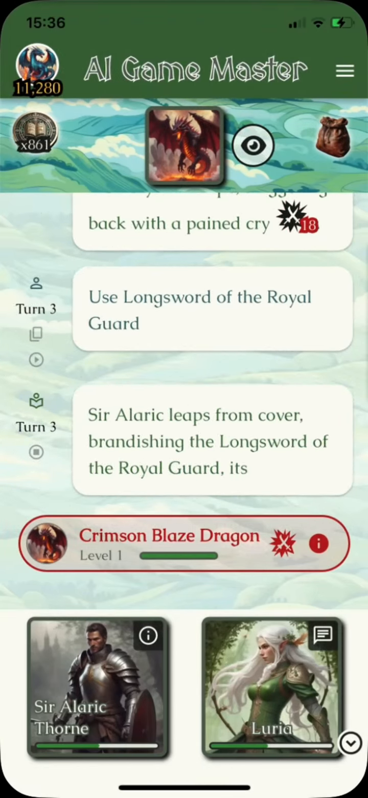 A dragon encounter in AI Game Master